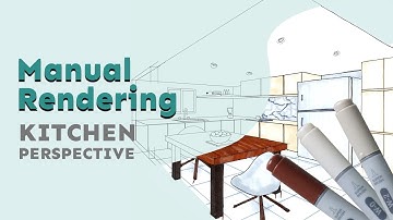 Kitchen | Perspective drawing and rendering with copic markers