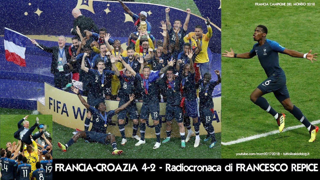 FRANCIA-CROAZIA 4-2 - Radiocronaca di Francesco Repice (15/7/2018) FRANCIA CAMPIONE DEL MONDO