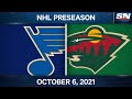 NHL Pre-Season Highlights | Blues vs. Wild - Oct. 6, 2021