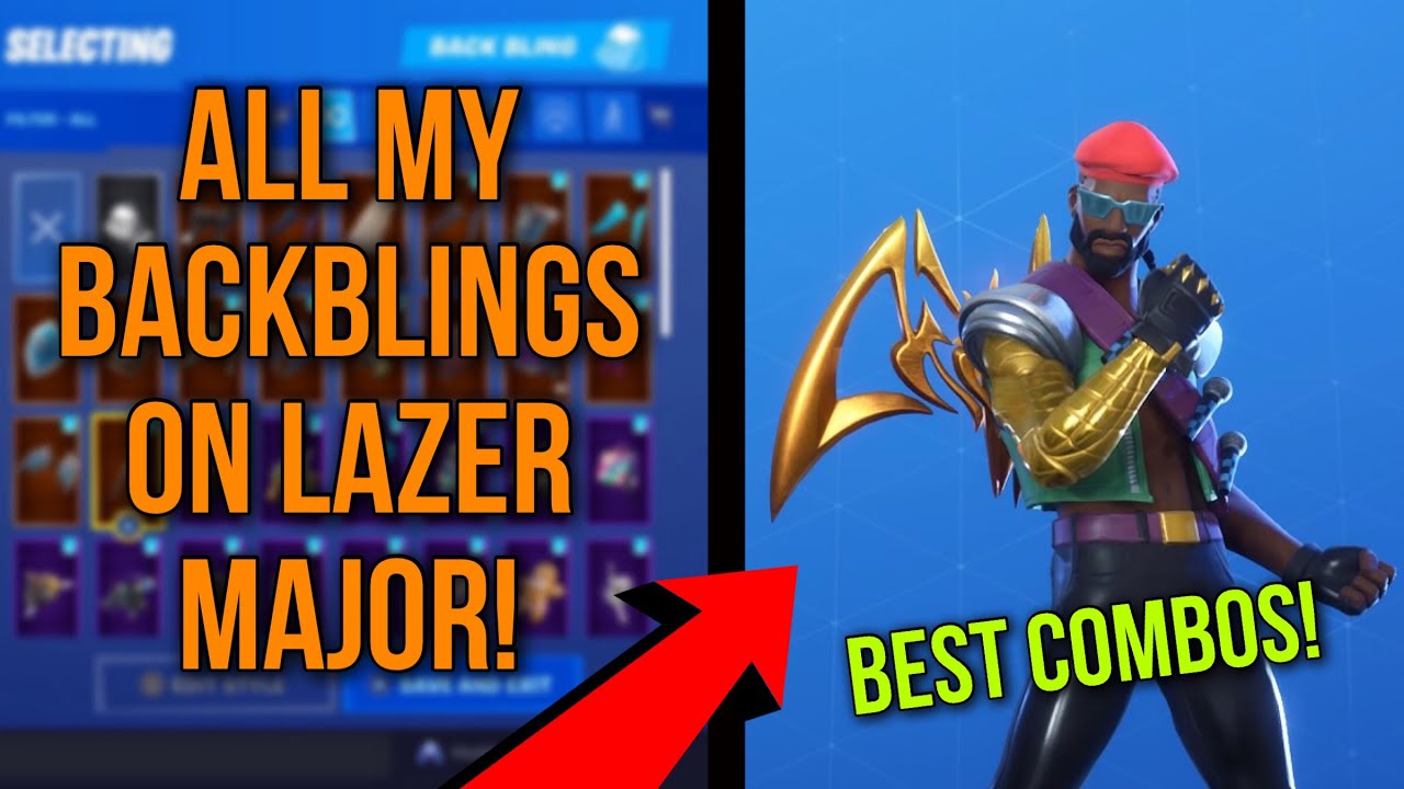 *NEW* FORTNITE LAZER MAJOR SKIN SHOWCASED WITH ALL MY BACKBLINGS! BEST COMBOS FOR LAZER MAJOR!