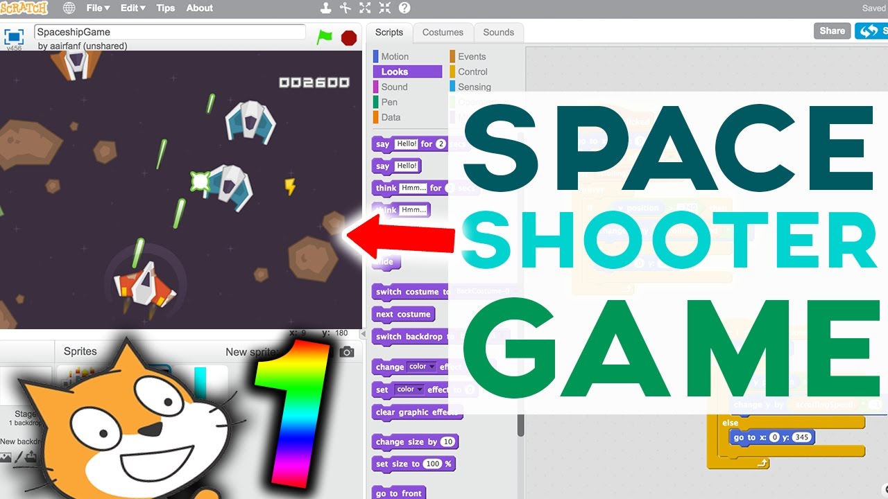 Scratch Tutorial Awesome Space Shooter Game! Part 1