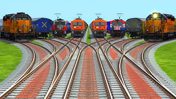 🏔8 Trains Run Backward & Forward At Curve Branches Railroad Tracks | Eastern Railways crossing games