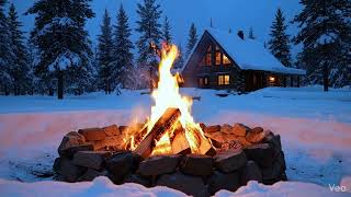 Winter Fire Pit Screen Savers | Snowy Cabin Fire Loops for TV screenshot 4