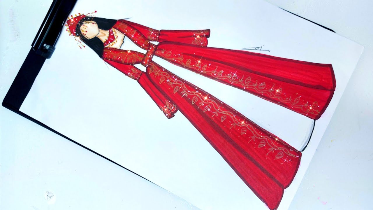 رسم ازياء تركية سهلة جدا 🤫/ رسم فستان تركي سهل🤪 / Çizim kostümleri🎈/ رسم فساتين تركية / رسم فساتين