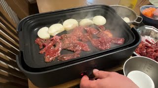 象印ホットプレート de 焼肉 🥩 お刺身とワインにおやつ付き