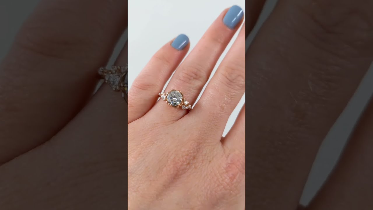 Fiore Diamond Engagement Ring Round Lab White Diamond Cluster Flower Engagement Ring Wedding Ring