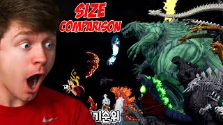 SIZE COMPARISON of GODZILLA MONSTERS! (Reaction)