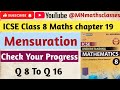 M L Aggarwal || Icse class 8 Maths , Chapter 19 || Check Your Progress ( Q 8 To Q 16 )