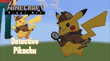Detective Pikachu Pixel Art in minecraft