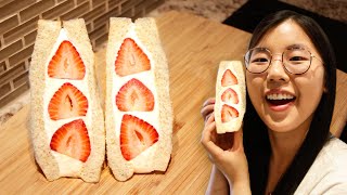 Strawberry Sandwich 🍓 (ONLY 3 ingredients, for a sweet Japanese snack)