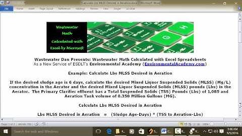 Calculate Lbs MLSS Desired in Aeration