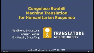 AfricaNLP Workshop - Congolese Swahili Machine Translation for Humanitarian Response