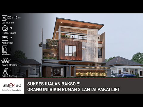 Desain Rumah Mewah Kontemporer 3 Lantai 5 Kamar | Ada Lift & Kolam Renang di Lantai 3 | 20 x 15 m