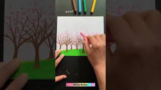 Coloring technique painting tree bird forest #drawing #draw I Chill how to draw