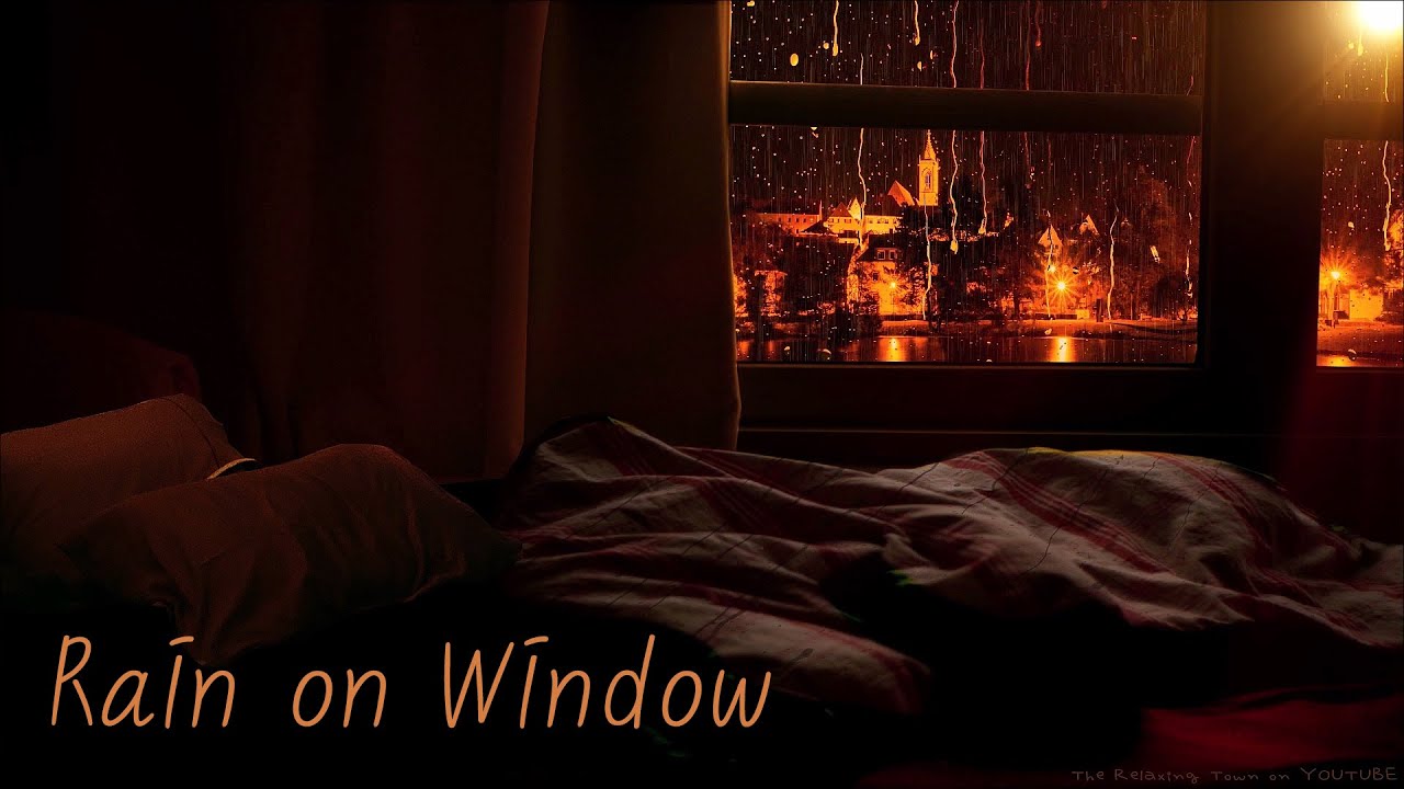 ⁣🎧 Cozy Ambience Bedroom - Rain on the Windows of the Rainy Night View of the City 10 Hours |  Sleep