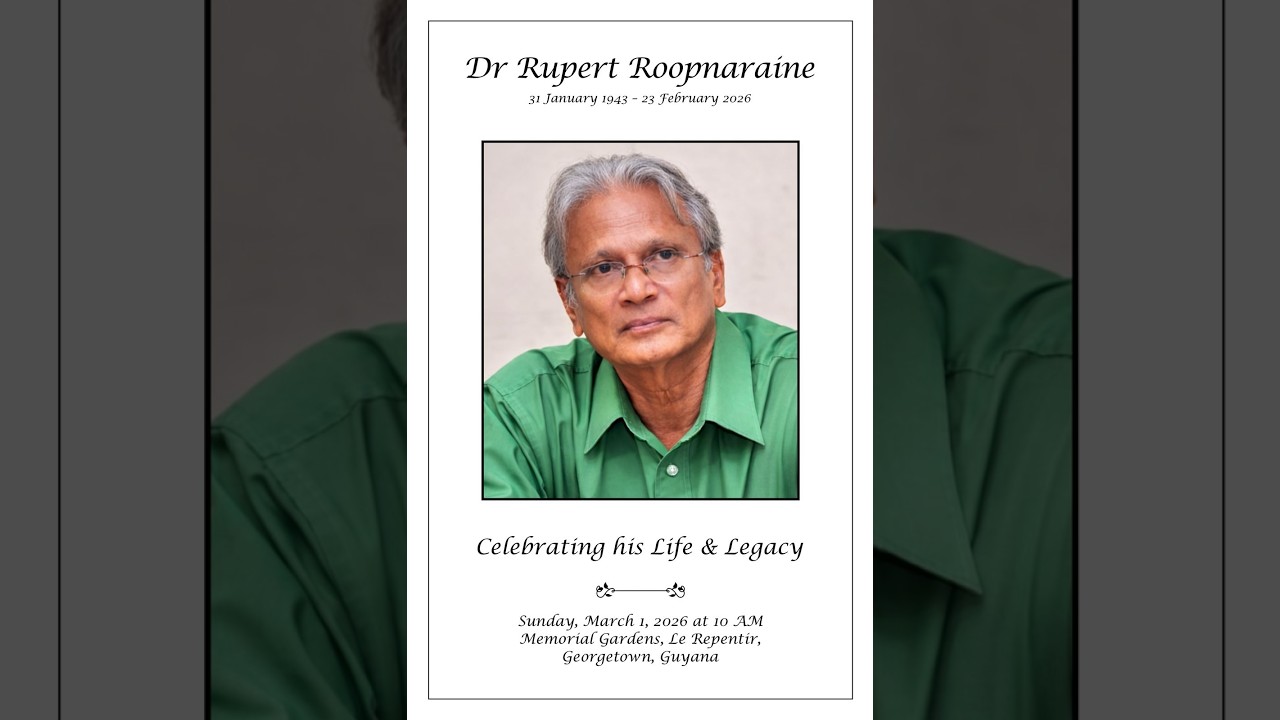 Mr Roopnaraine Celebration of Life for the Late Dr. Rupert Roopnaraine - YouTube