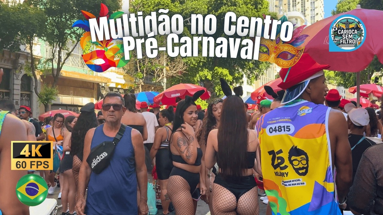 O clima do Pré-Carnaval no Rio de Janeiro: Centro do Rio em 4k 60fps