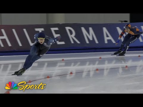 Jordan Stolz DASHES to 1000m win at World Cup opener in Salt Lake City | NBC Sports