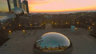 Cloud Gate AKA Chicago Bean - Sunrise from a Drone
