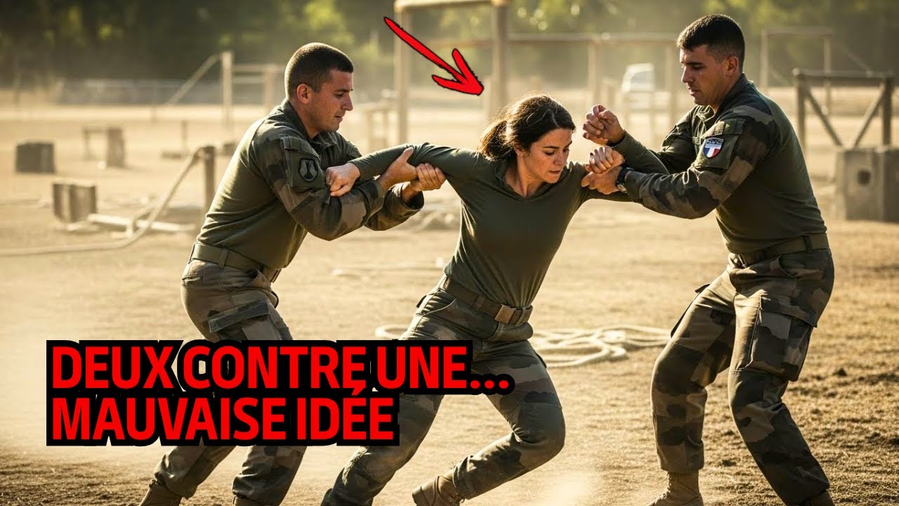 Deux soldats l’ont piégée sur le terrain… trois secondes plus tard, ils ont perdu leurs moyens