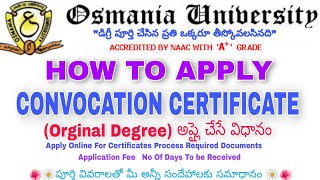 HOW TO APPLY CONVOCATION CERTIFICATE OSMANIA UNIVERSITY ORGINAL DEGREE APPLICATION PROCESS PG ONLINE screenshot 5