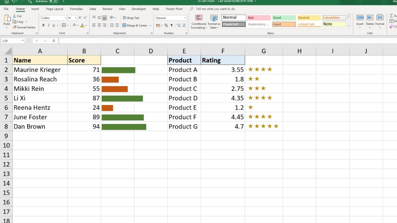 Excel Rept Bar Chart