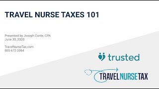 Trusted Event  Travel Nurse Taxes 101