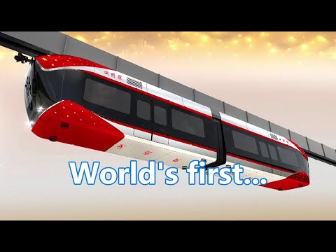 China's first maglev air rail vehicle (Sky-train) rolls off assembly line in Wuhan 中國首輛磁懸浮空中軌道車在武漢下線