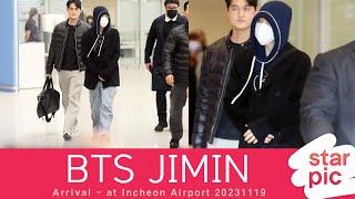 BTS 지민 '귀여움 뽀짝!'  [STARPIC] / BTS JIMIN Arrival - at  Incheon Airport 20231119