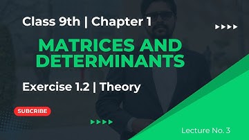Lecture 3 | Chapter 1 | Theory of Exercise 1.1 | Types of Matrices | Class 9th Math | Urdu/ Hindi