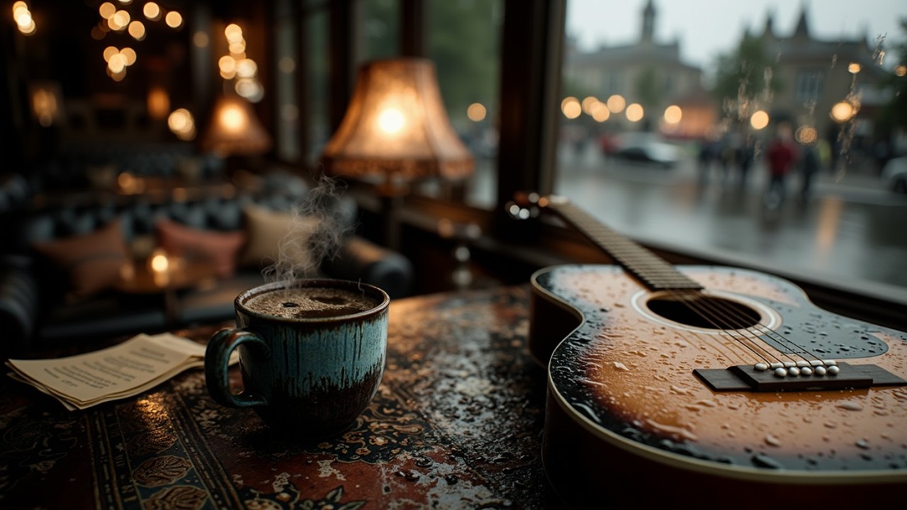 Атмосфера дождливого дня ~ Уютная акустическая гитарная музыка для релаксации и учебы