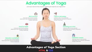 Responsive Advantages of Yoga Section using only HTML & CSS step by step