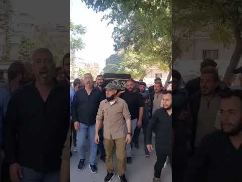 تشييع الشهيد موفق هارون في مدينة دوما الشاب الذي تبرع بكرسيه المتحرك في حملة ريفنا بيستاهل