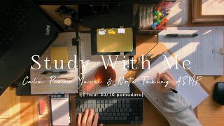2 HOUR STUDY WITH ME 📄✍️ calm piano music 🎹 study ASMR ambience | background noise | pomodoro 50/10
