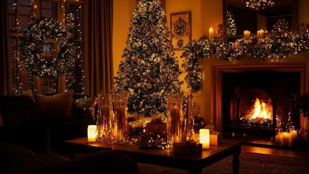 Peaceful Winter Coffee Shop by the Lake ❄️☕ Relaxing Piano & Fire Crackling