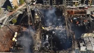KPIX Sky Drone 5: Takes A Fly Over The Burned Out Emeryville Apartment Complex Construction Site