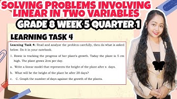 SOLVE PROBLEMS INVOLVING LINEAR EQUATIONS IN TWO VARIABLES | LEARNING Task 4 Week 5