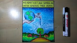 Gambar poster tentang hemat air mudah dan bagus banget