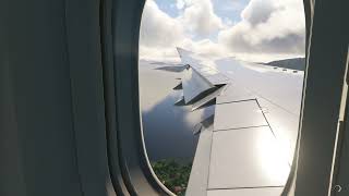 Boeing 747-8i Wing View Lands at Koh Samui