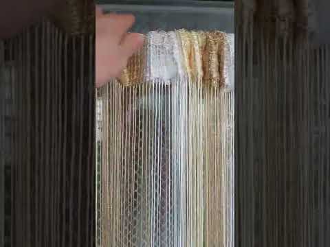 Штори нитки кісея без люрексу райдужні № 1-13-14 білий/шампань/золотий 3 м на 2.8 м, видео 1