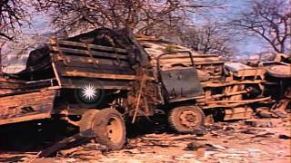 View of wrecked vehicles in Cologne City in Germany during World War 2 HD Stock Footage