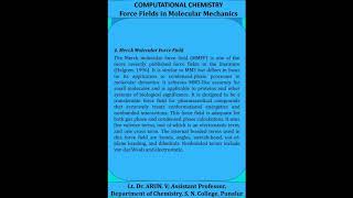 Computational Chemistry - Force Fields In Molecular Mechanics- Lt. Dr. Arun. V