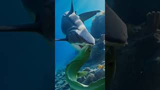 Shark Surprises Moray Eel On The Reef