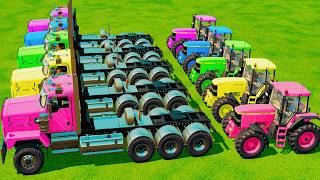 TRUCKS OF COLORS! HEAVY Kamaz Truck +8 TON COLORED Massey G-FERGUSON Delivery – Farming Simulator 22