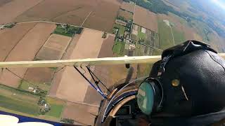 Inverted spin cockpit view in a Great Lakes open cockpit biplane.