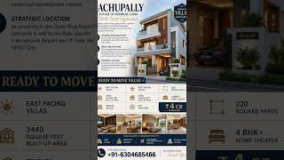 Ready to move villas Bachupally Mallampet exitno4aTo2km 4Bhk Hometheatre TriplexvillasLift provision