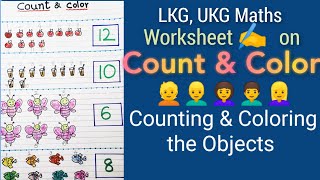 lkg ukg math worksheet counting coloring the objects youtube
