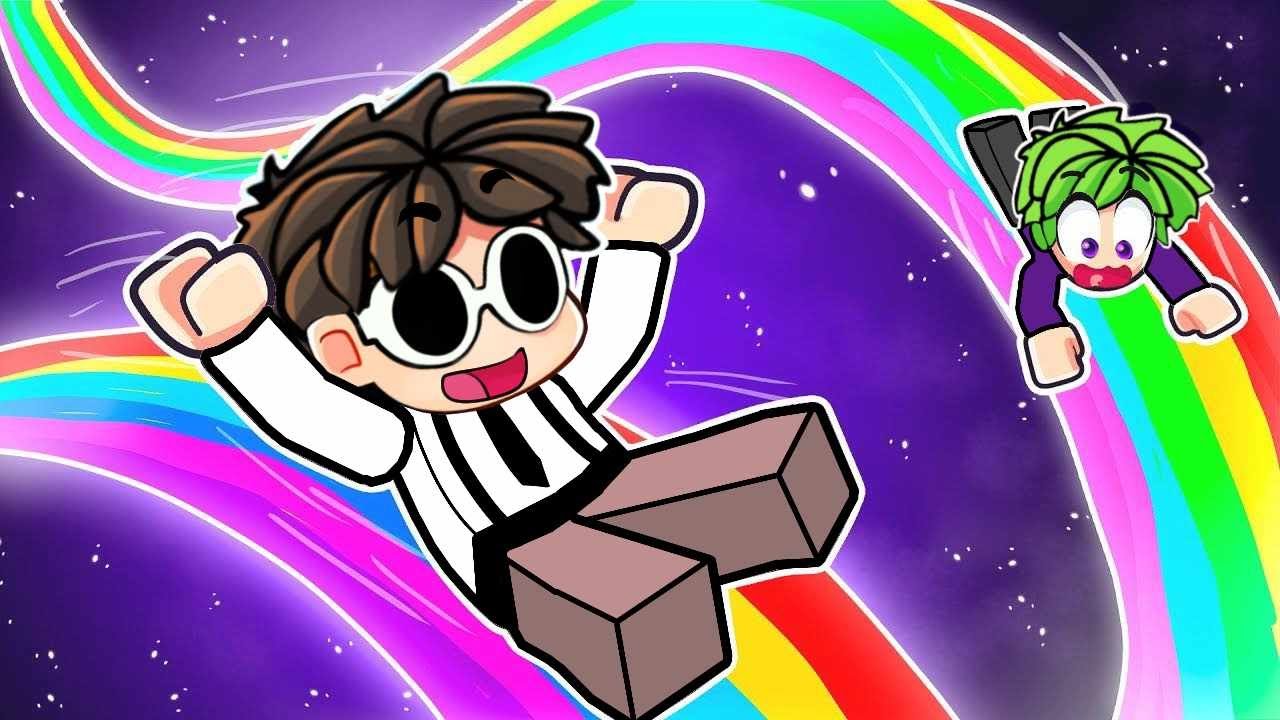 Sliding on a RAINBOW in Roblox!