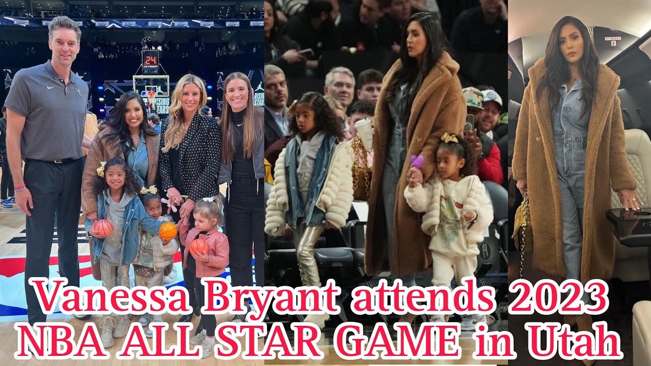 Vanessa Bryant and daughters attends the 2023 NBA All Star Game in Utah 