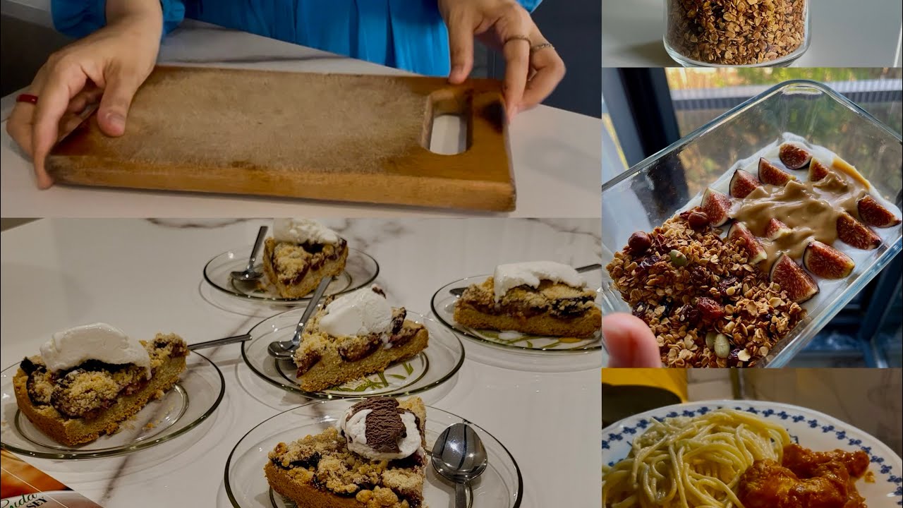 Erikli Turta|Ev yapımı granola|Akşam yemeği ile dopdolu mutfak vlogu🥮🥧🍝🧅